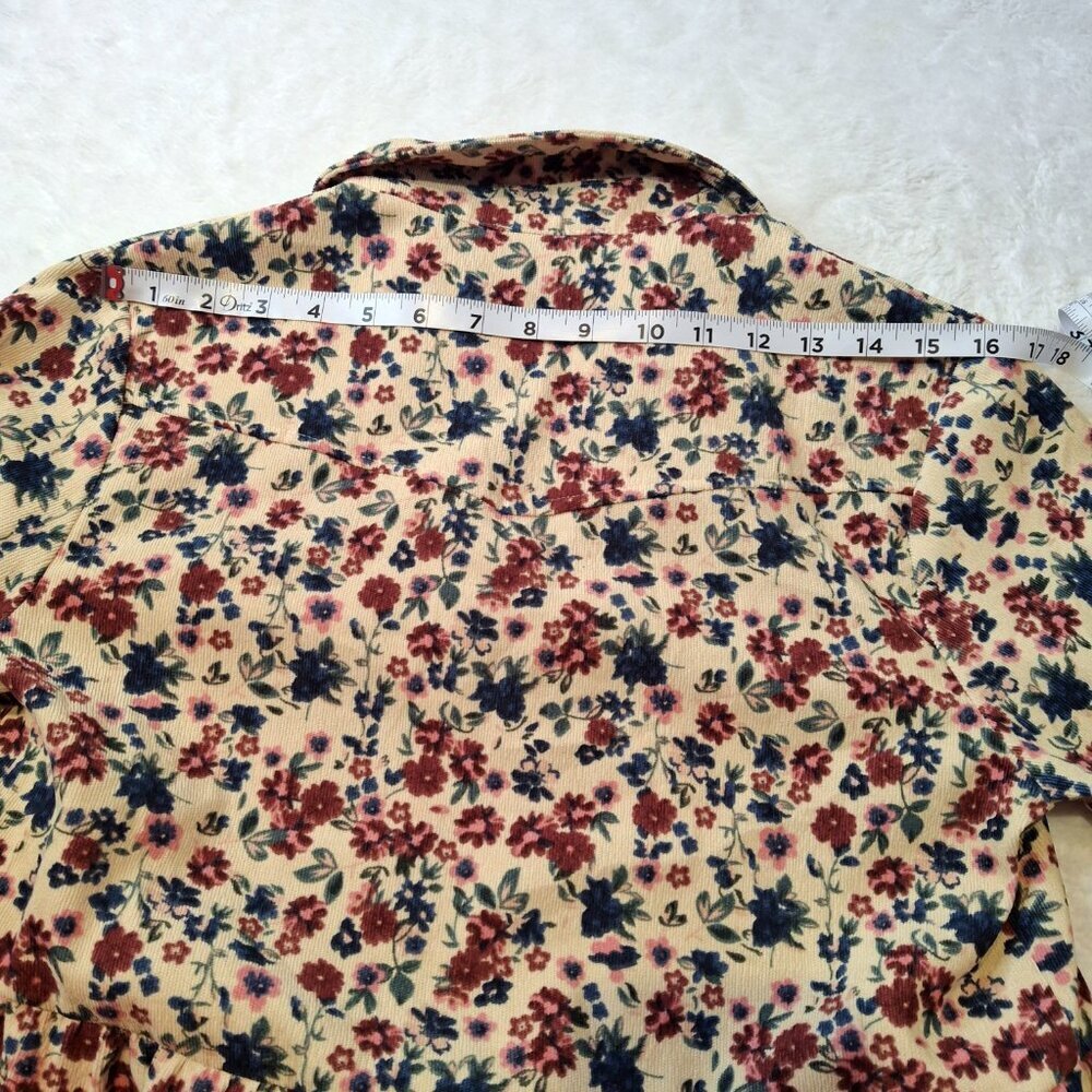 Umgee Floral Corduroy Dress Sz S Button Front Babydoll Western Boho Cowgirl - Picture 16 of 16